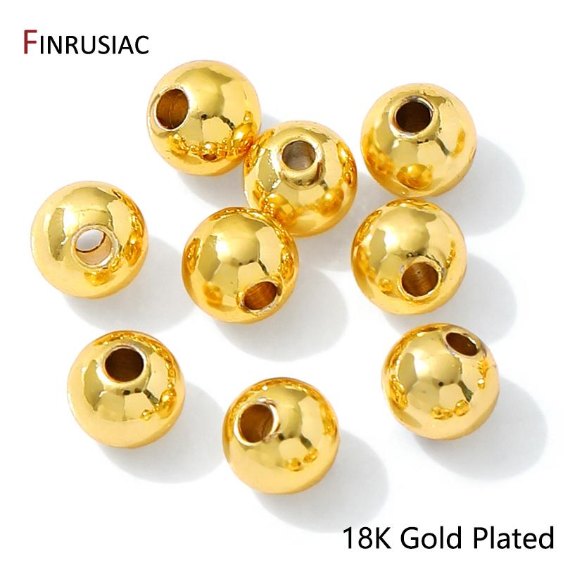 

14/18K Gold Plated Brass Solid Spacer Beads For Jewelry Making,Separators For Beads,6/8/10mm Bracelets Beads For DIY Accessories 8mm10 pieces