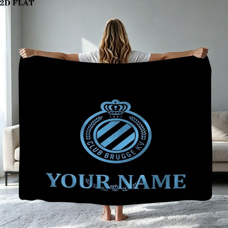 1PC Club Brugge KV Custom Name Patterned Flannel Blanket Suitable For All Seasons for Home Decor Warmth and Comfort Gifts Holiday Present