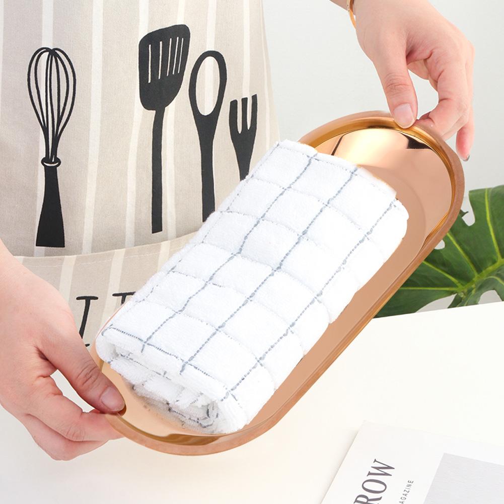 Edelstahl Nordic Oval Handtuch Tablett Lagerung Tablett Perfekte für Snack Kosmetik Schmuck(Kupfer)