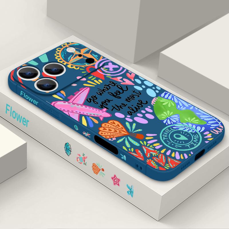 

For iPhone 17 Pro Max Case Cartoon Fire Balloon Pattern Soft Silicone Lanyard Cover For iPhone 16 Pro Max Cover iPhone 15 14 13 12 11 16E Air iPhone Air синій