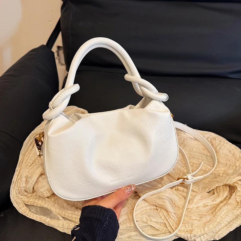 PU Solid String Sewing Fashion Shoulder Bags High Quality Temperament Women's Handbags Hard Exquisite Ladies Bags