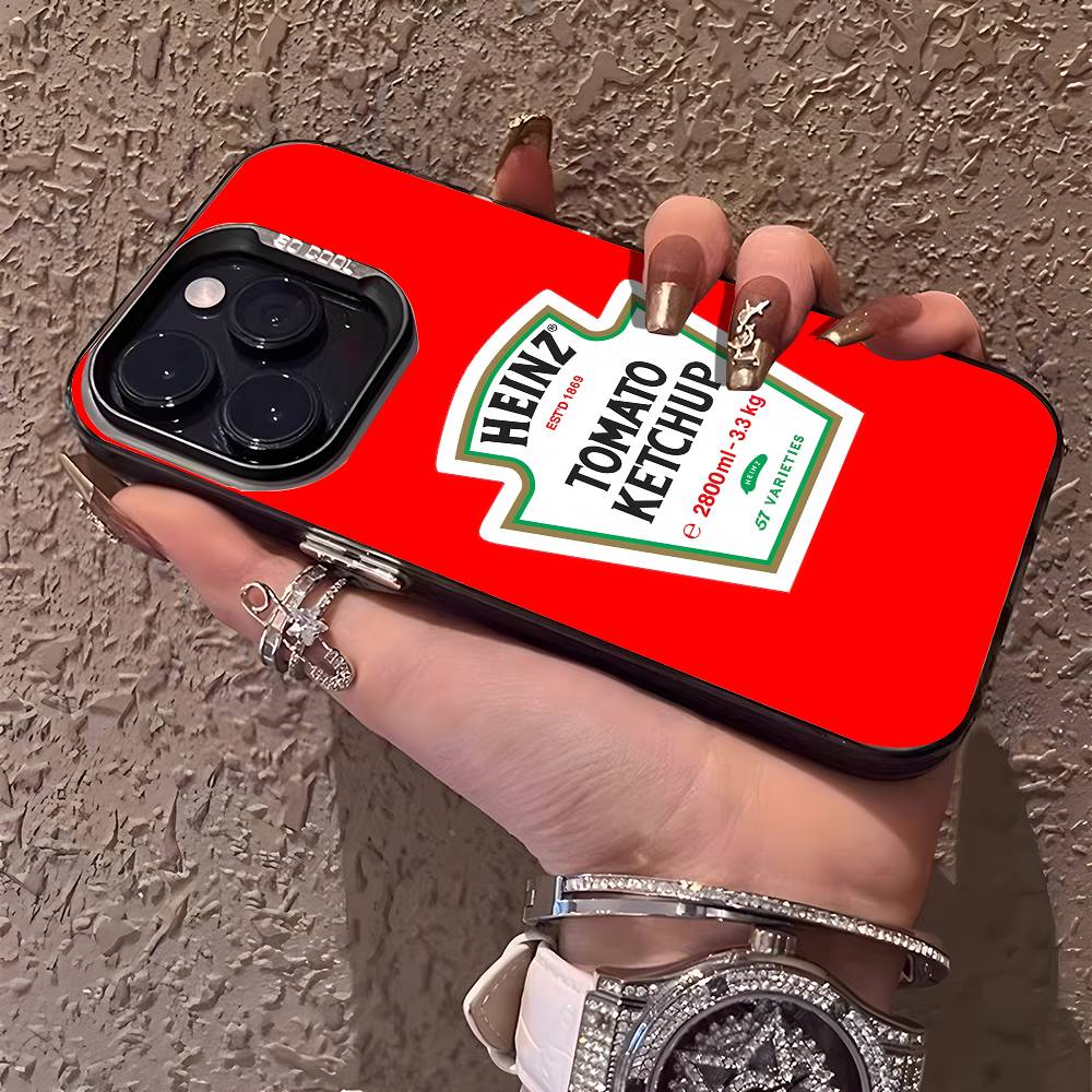Tomato K-Ketchup Phone Case For IPhone 17 16 15 14 13 12 11 Plus Pro Max Multicolor Aurora Laser Shockproof Funda Cover