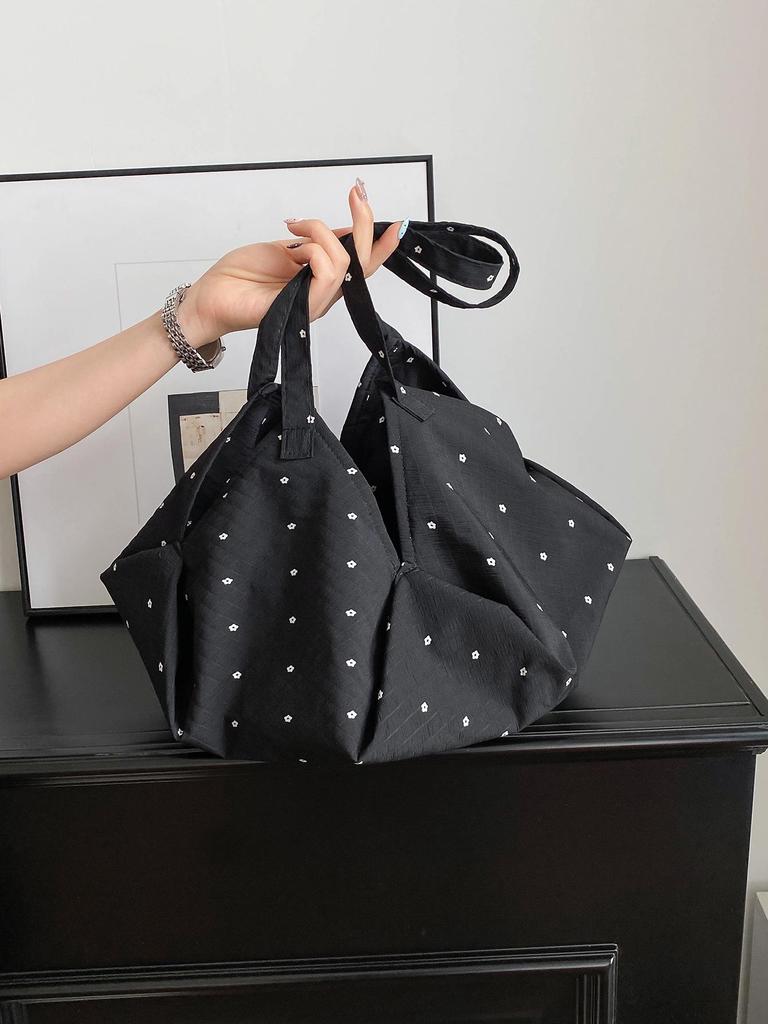 2026 Trendy Women's Korean Polka Dot Tote Bag - Large Capacity, Lazy Summer Style