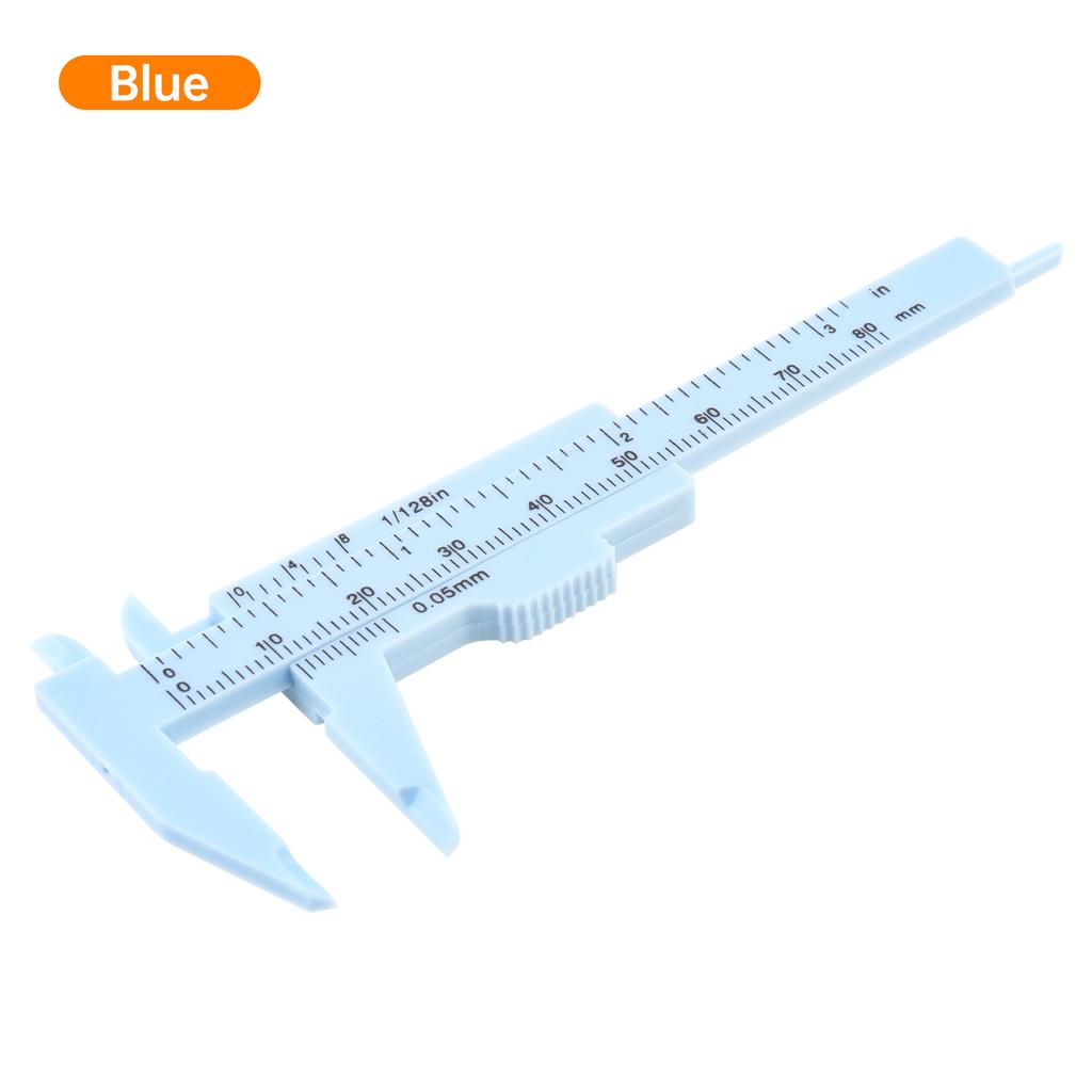 0-80 Mm / 0-3 Inch Metric & Imperial Scale Black / Blue / Red Plastic Vernier Caliper For Carpentry / Jewelry Measuring / Student, Mini Measuring Tool