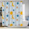 Space Adventure Shower Curtain with Rocket PlanetsKids Bathroom Decor Waterproof Fabric Light Blue Background Pattern for Home D