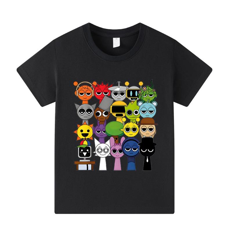 Summer Rhythm Box Sprunki Casual Fashion T-shirt Hip Hop Style Printed Round Neck Short Sleeve Unisex Fashionable Clothing