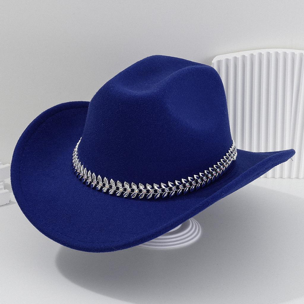 Men's and women's Panama French cowboy hats, jazz top hats, accessories, three-dimensional leaves, rhinestone belts, bonfire balls