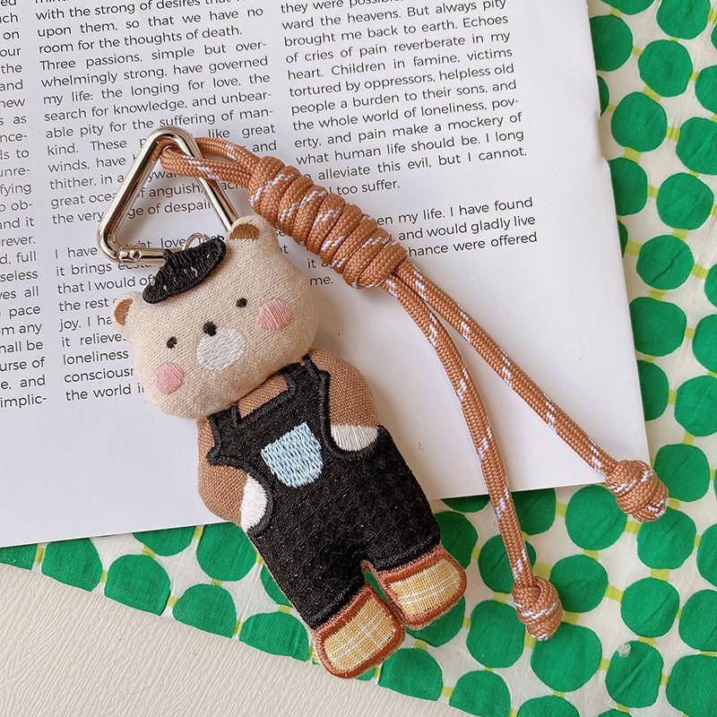 Cute Animal Doll Series Fabric Keychain Handmaking Fabric Penguin Keyrings For Bag Pendant Small Bear Doll Keychain Wholesale