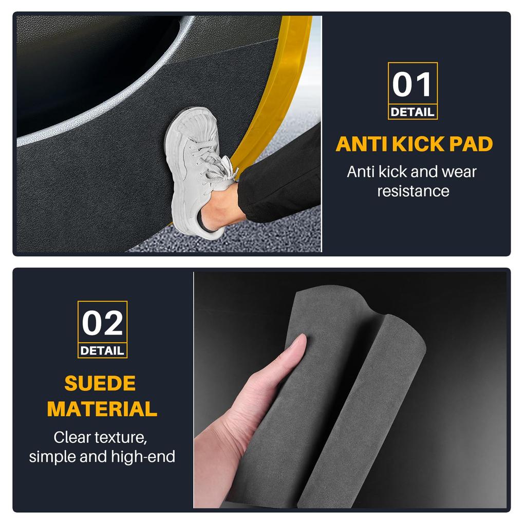 FDAIUN Car Door Trim Protective Stickers for Fiat 500 and Abarth 595 695 Door Kick Door Scratch and Stain Soft Suede Fiat 500 Abarth 595 695 Interior