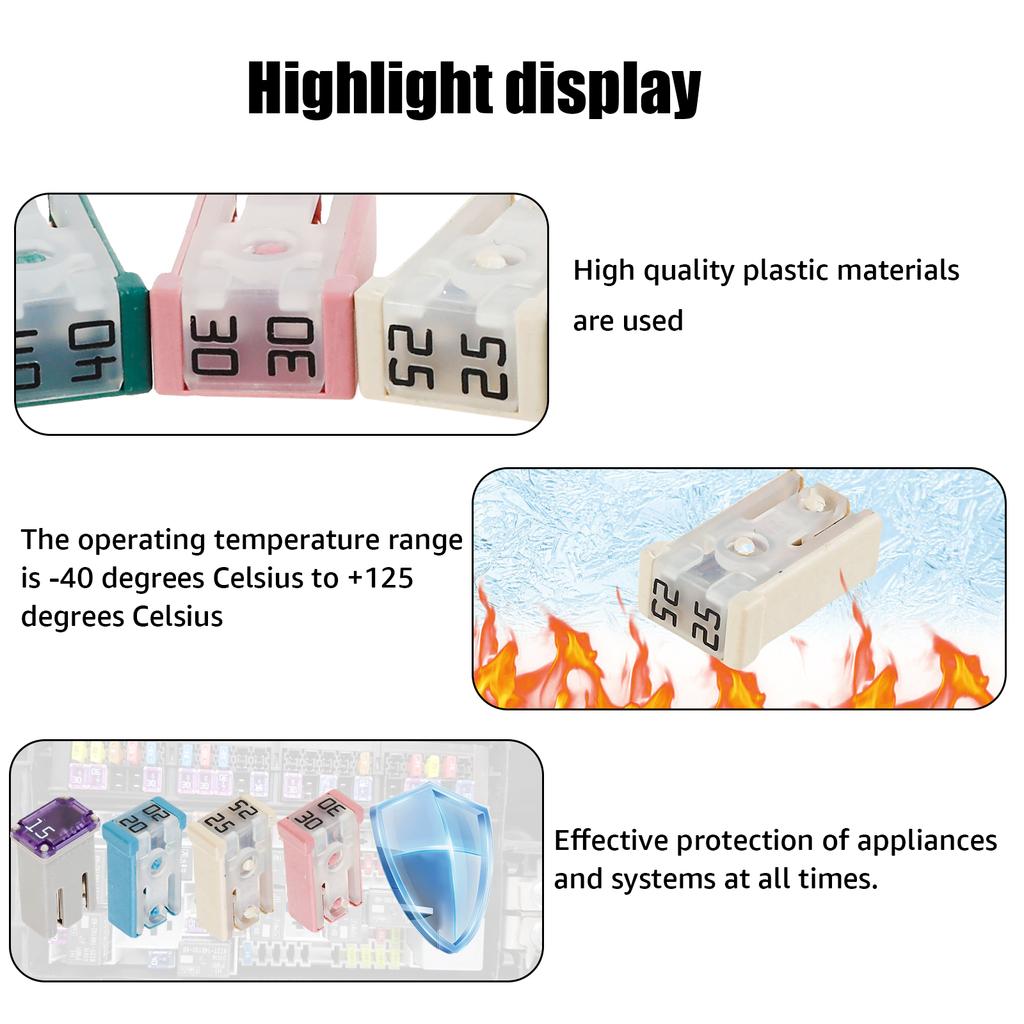 14Pcs Car Fuses Assortment Kit 15-60A Replacement Fuses for Car/RV/Truck/Motorcycle Provide Car Protection