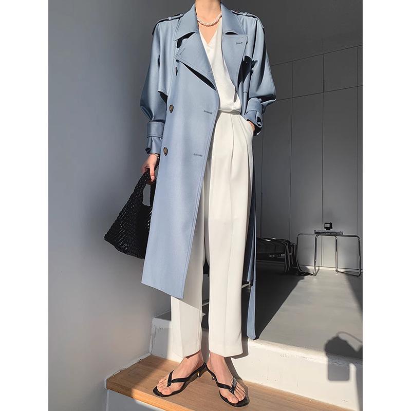 Rongtai Retro British Double-Breasted Tie-Waist Trench Coat for Women - 2025 Spring Collection