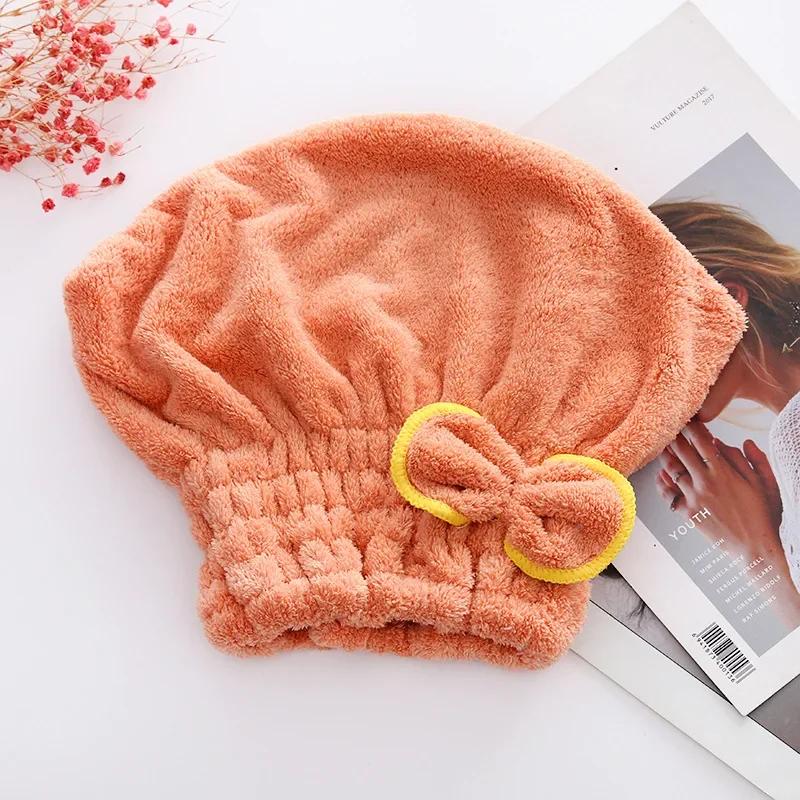 Bath Spa Bowknot Wrap Towel Hat Cap for Bathroom Accessories, Hair Drying Quick Microfibre, Hair Bonnet for Sleeping