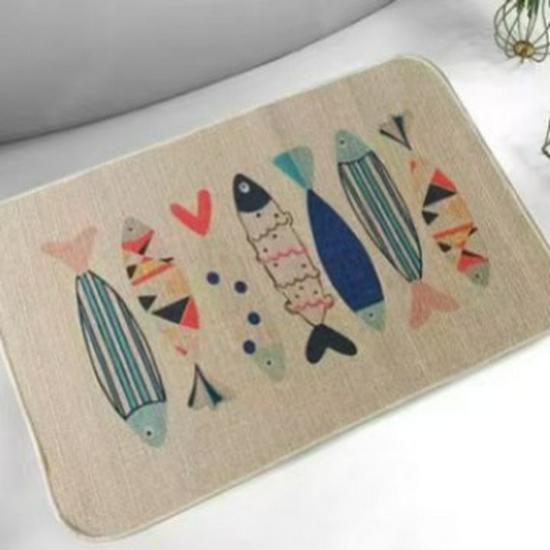 Linen Diatomaceous Earth Non-Slip Bath Mat: Strong Water Absorption, Anti-Fall Design for Bathroom and Washroom
