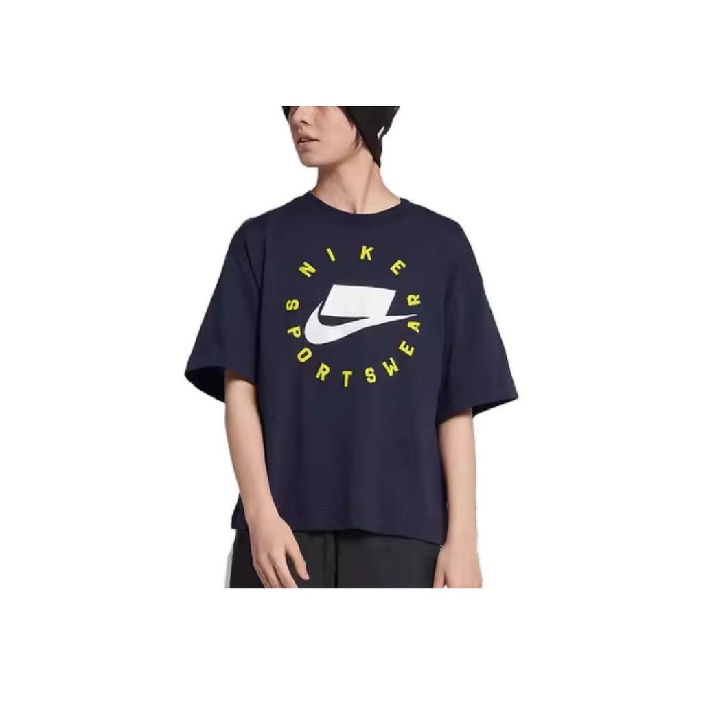 Nike Sportswear Loose Casual Short Sleeve T-Shirt Women Tops Obsidian AT0567-451