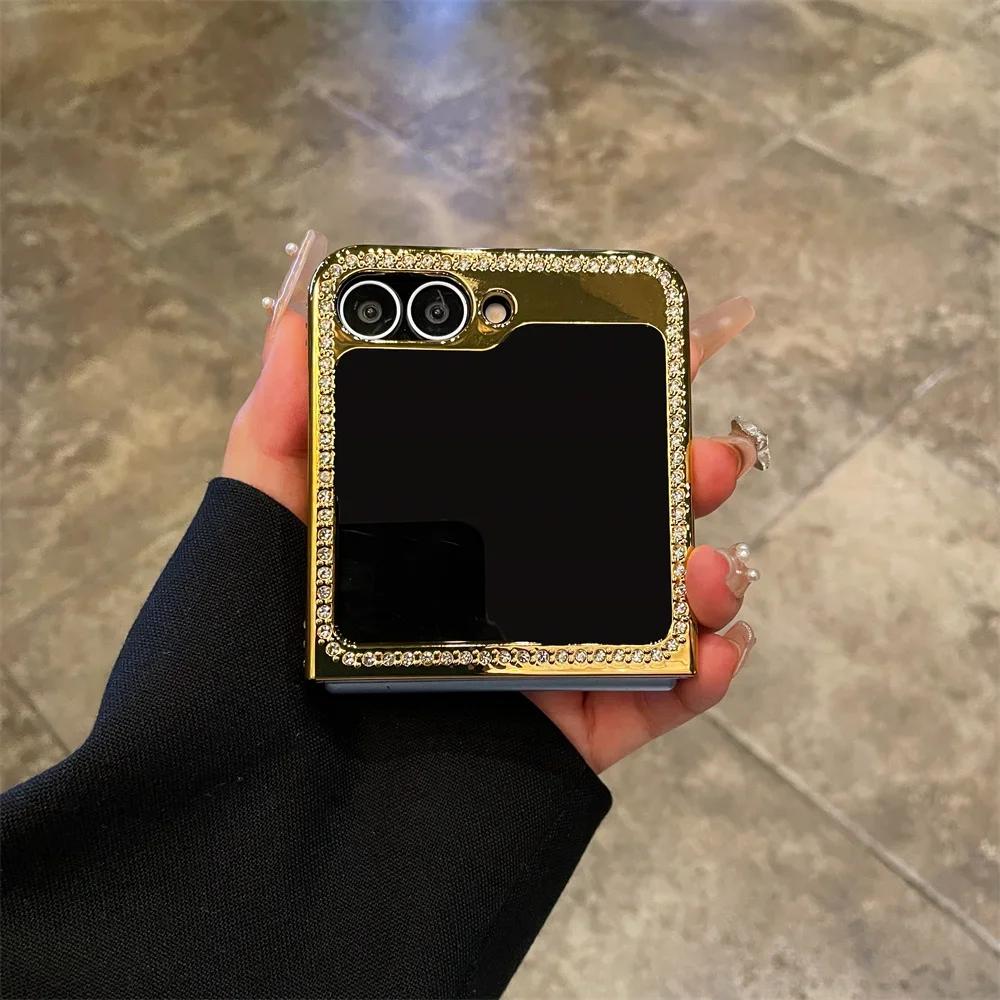 Electroplating High Quality Snake Leather Phone Case for Samsung Galaxy Z Flip 6 5 Flip6 Flip5 5G Shockproof Protective Cover