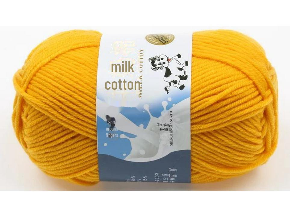 5-Strand Milk Cotton Baby Wool Hat & Scarf Hand-Woven Medium-Thick Yarn Set