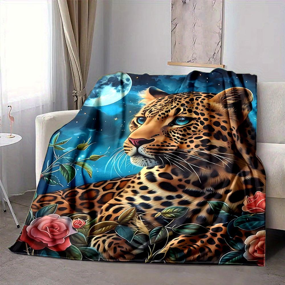 1PC Leopard Print Blanket, Throw For Sofa, Bed, Travel, Camping, Livingroom, And Bed, Printing Blanket With Soft And Warm Fabric Yy250918127