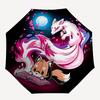 1pc Fox Reading Book with Cherry Blossoms Automatic Umbrella Design, Cute Cartoon Pattern, Portable Outdoor Umbrella, Perfect F079