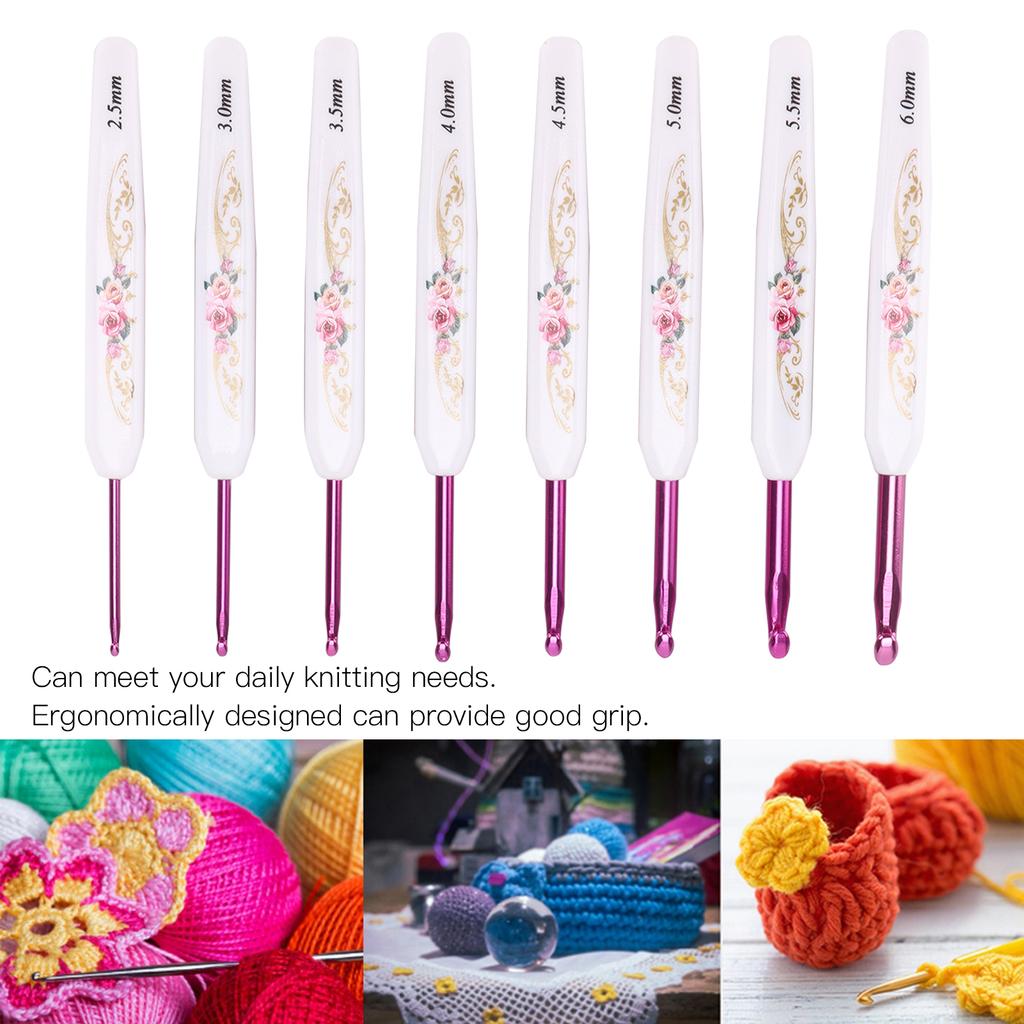 Crochet Hooks 8 Pcs Soft NonSlip Good Grip Knitting Needles Set with   for Weaving Home Use(Blue and White Porcelain Pack of 8 )