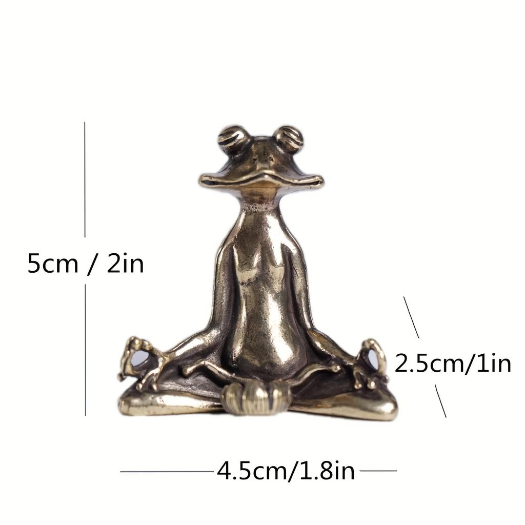 Vintage Brass Meditation Frog Statue Trinket Copper Animal Sculpture Incense Burner Home Desk Decoration Tea Pet Creative Gifts