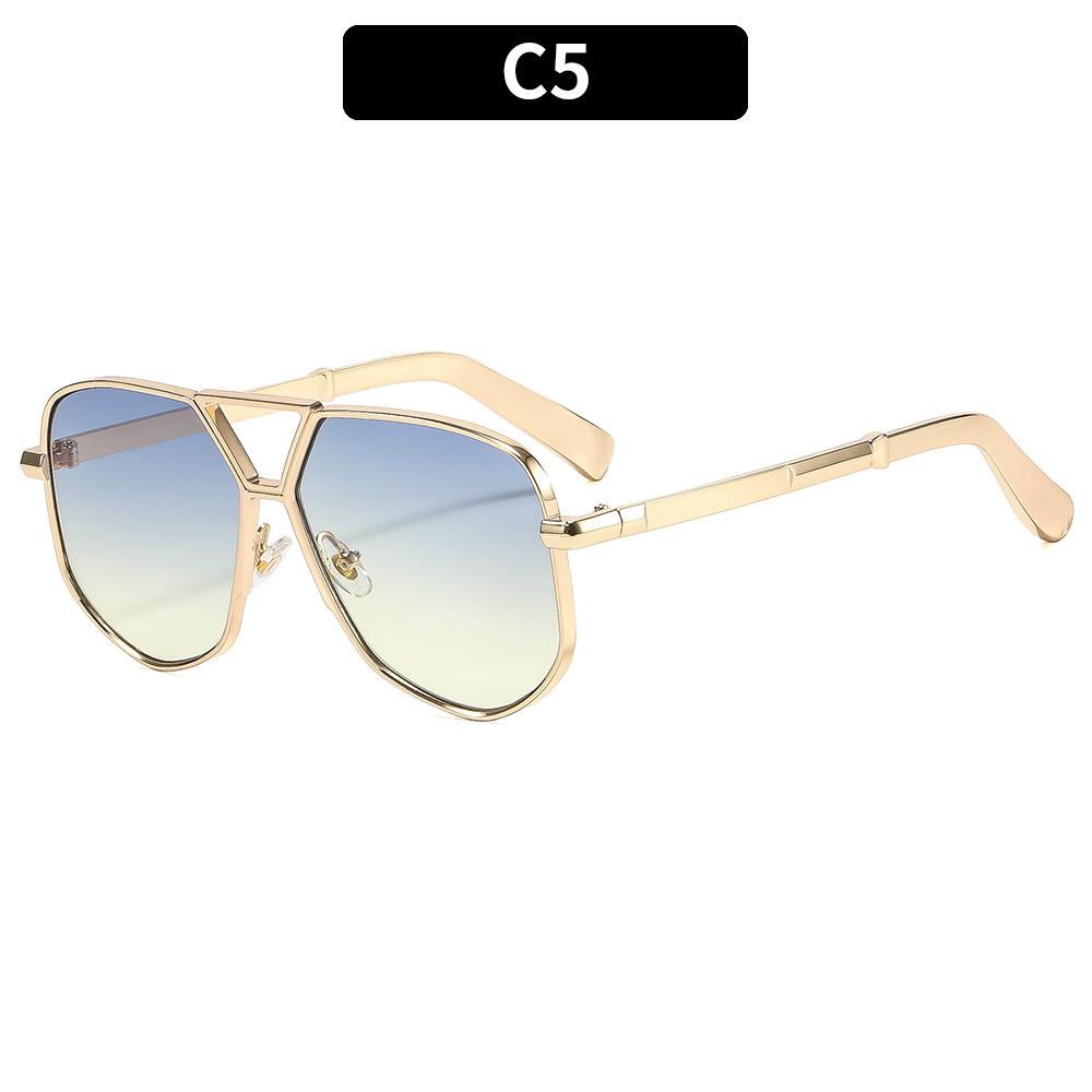 European And American Fashion New Metal Double Beam Sunglasses Personalized Retro Versatile Trend Pilot Sunglasses Men'S Glasses