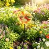 Metal Flower Bird Bath, Decorative Garden Bird Bath Feeder, Outdoor Wild Bird Feeder with 2-Prong Base for Garden Backyard Decor