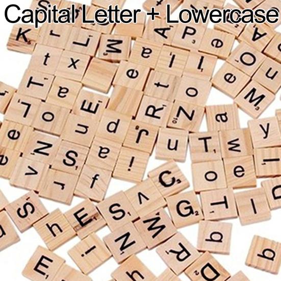 100 Pcs Wooden Alphabet Tiles English Letters DIY Wood Crafts Kids Toy 18x20mm