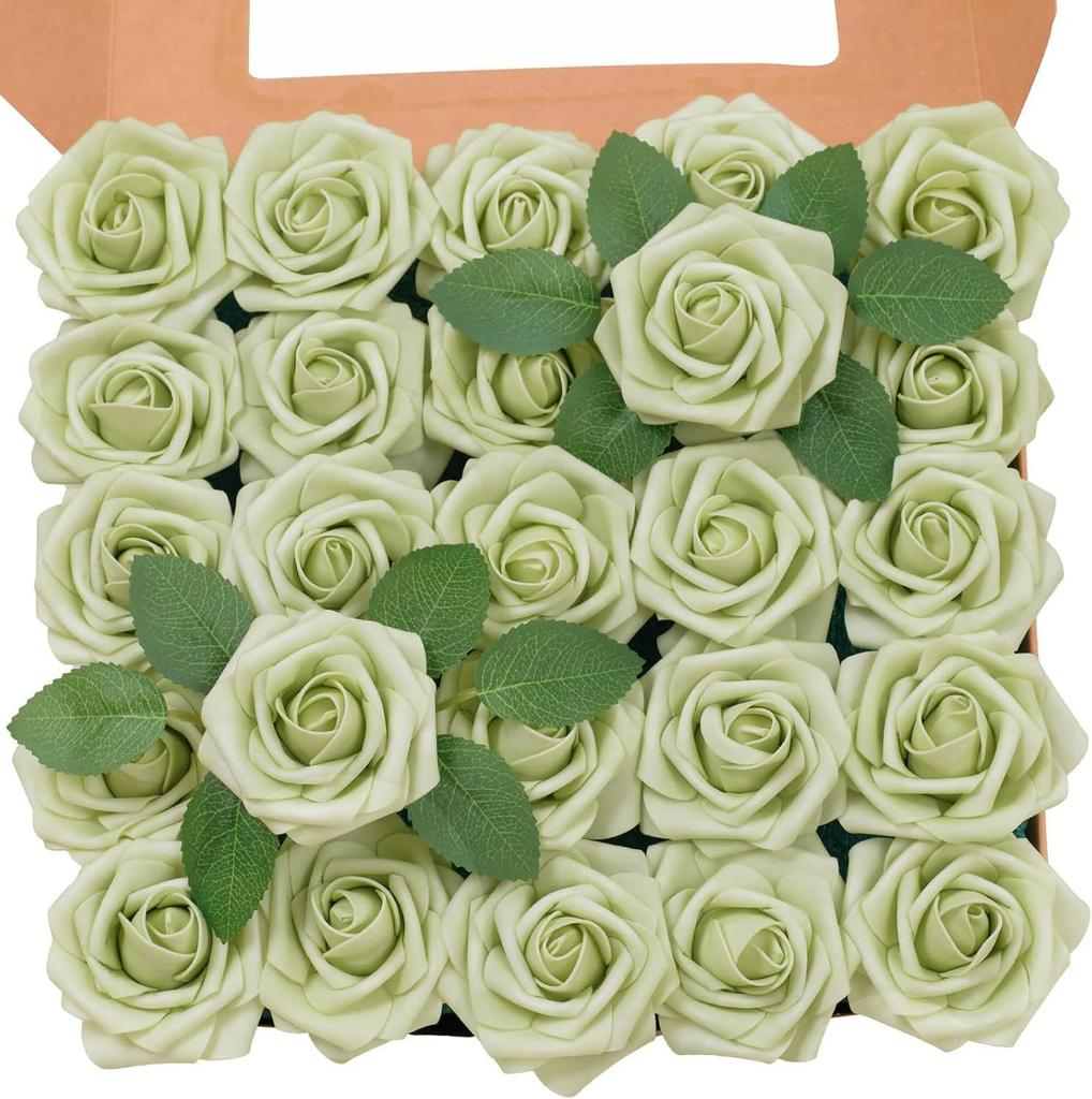 Pu European Gift Box With 8Cm Simulated Foam Roses And 50 Leaves In A Box, Home Floral Decoration
