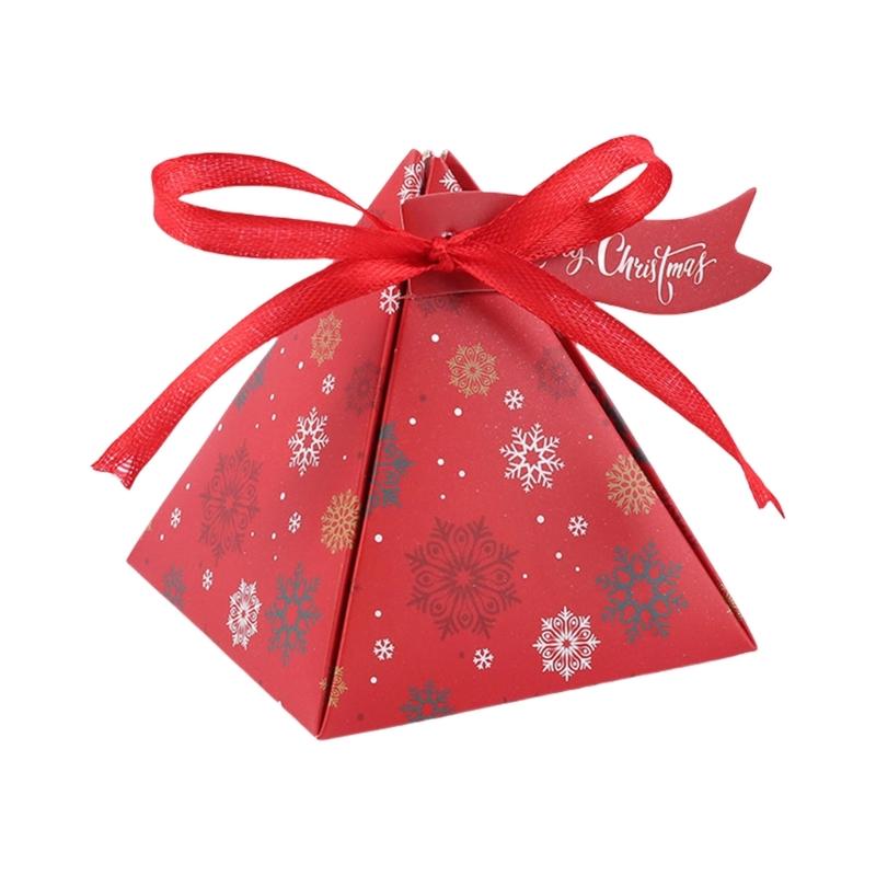 

50pcs Christmas Celebration Triangles Candy Boxes Christmas Themed Triangles Gift Boxes Candy Container for Holiday красный