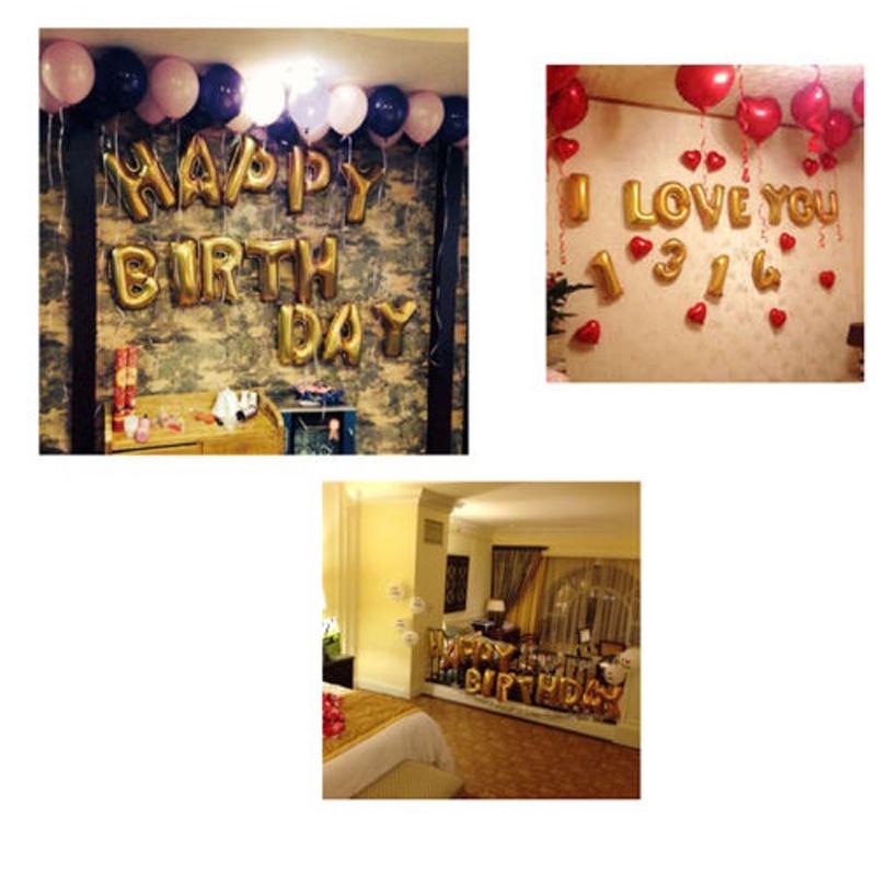 Elegant Gold Silver 16" Foil Letter Number Balloons For Birthday Party Decor