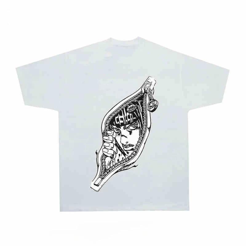 Unisexs Cool Anime Printed Round Neck Tshirt Loose Casual Fitness Retro Neutral 100 Pure Cotton Breathable Short Sleeved Shirt