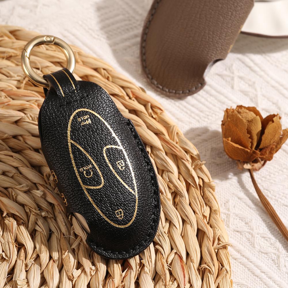 5 7 Bottons Leather Car Key Case Fob Cover For Hyundai Ionic 6 Grandeur Gn7 Kona Ev Accessories