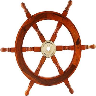 Wooden Ship Wheel Pirate Rustic Captain Wall Home Décor Nautical Style Wheel Wall Hanging  Office Décor Gift Décor 45.72 Cm