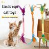 Cat Toy with Feather, Elastic Rope, Bell & Catnip - Self-Play & Boredom Relief