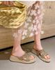 Height-increasing Slope Sandals for Women In Spring and Summer 2025, Woven Slippers with Skirts, Hollow Straw Shoes, One-word Slips