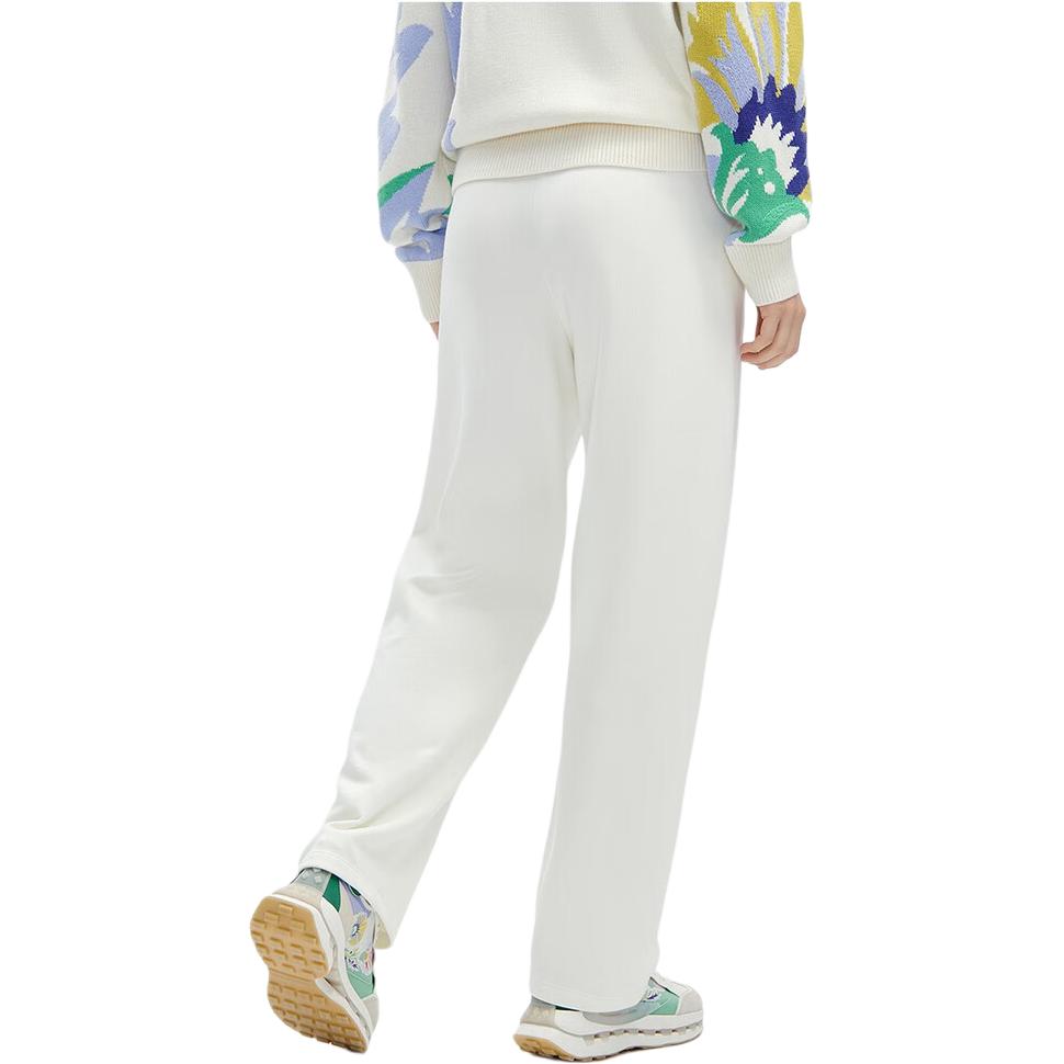FILA X V&A Collaboration Solid Color Mid-Rise Straight Leg Casual Pants Women bottoms Cloud-Mushroom-White F11W418601F-WT