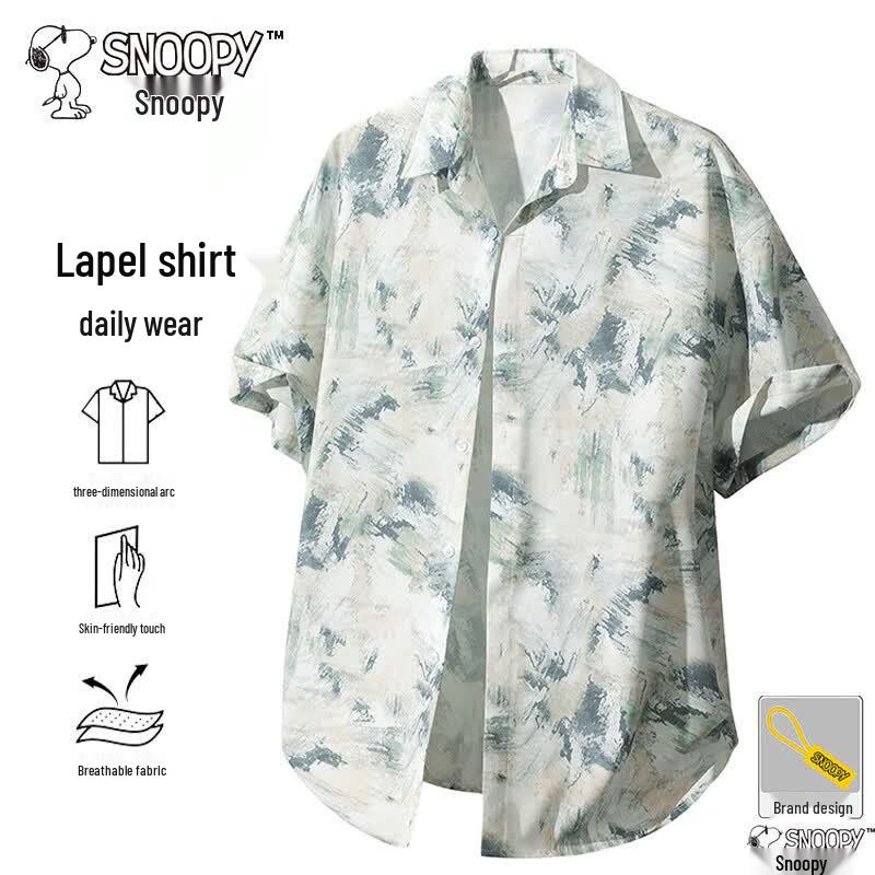 

SNOOPY Men s Short Sleeve Casual Shirt M