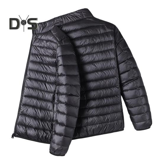 Herren Baumwolljacke Stehkragen Langarm Reißverschluss Knopfleiste Jacke Mantel mit Taschen Einfarbig Gesteppt Lässige Daunenjacke