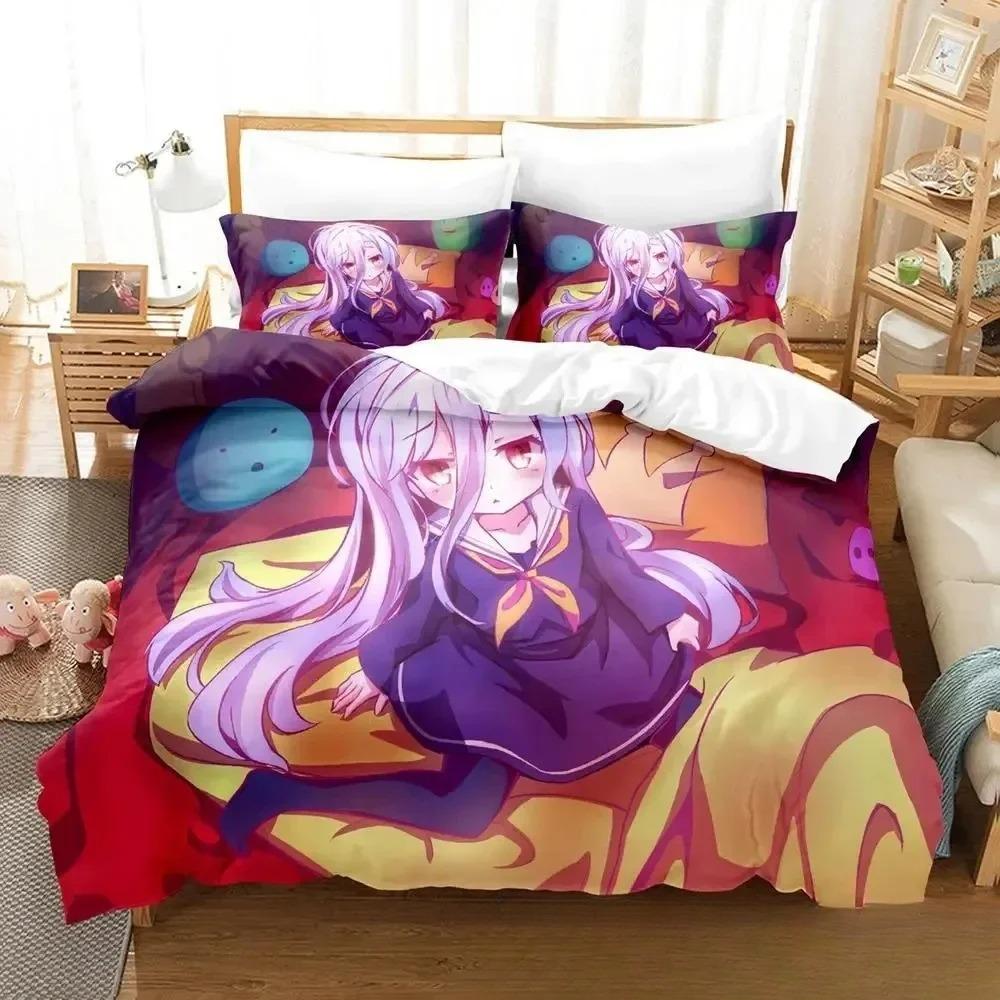 3D Print Anime No Game No Life Bedding Set Cute Quilt Cover Bed Cover With Pillowcase Twin Single Queen King Size Boys Adult
