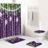Christmas Bathroom Shower Curtain Four-Piece Floor Mat Toilet Non-Slip Door Mat Bedroom Living Room Absorbent Carpet