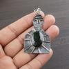 Natural Sakota Mines Emerald Gemstone 925 Sterling Silver Jewelry  Pendant 2.2" AJP-1946