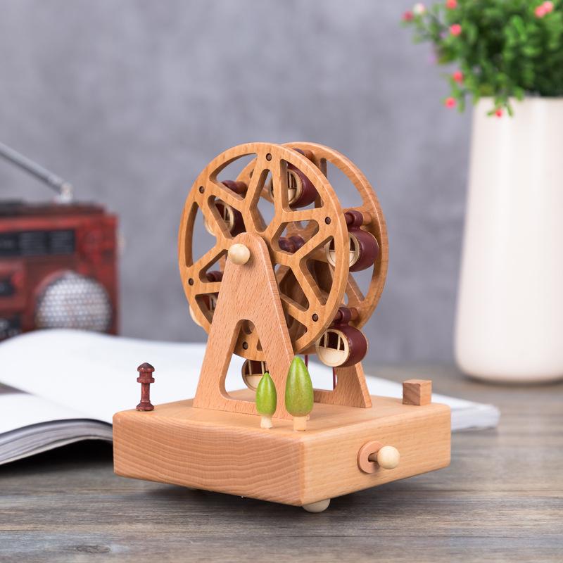 Wooden Carousel Music Box – Creative Solid Wood Home Decor & Valentine's Day Gift