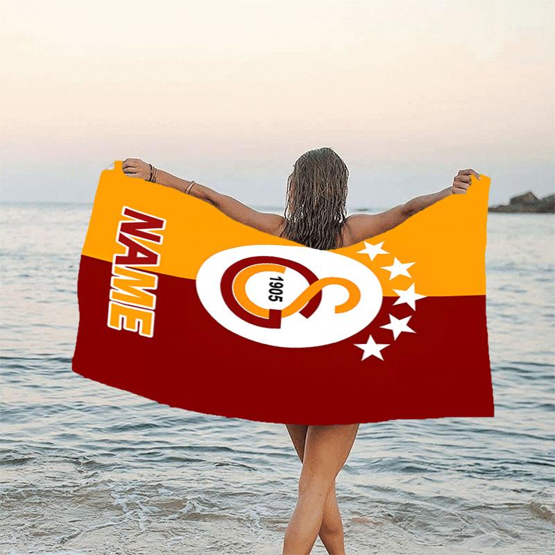 1pc Football6 Beach Towel with Custom Name, Beach/Swimming/Bath/Picnic/Camping Towel, Suitable for Seaside Beaches