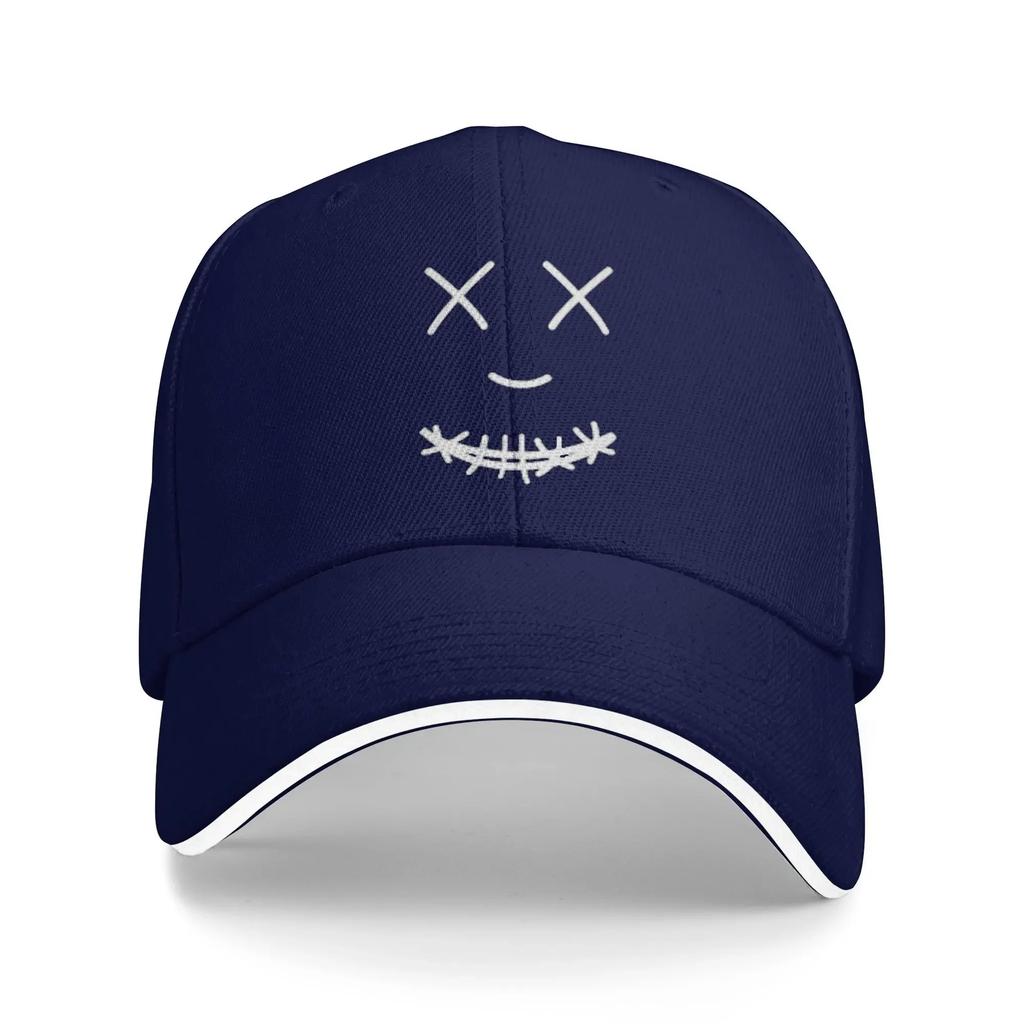 Smile Faces Patch Pattern Baseball Cap White Streetwear Trucker Hat Summer Female Male Running Hippie Snapback Cap