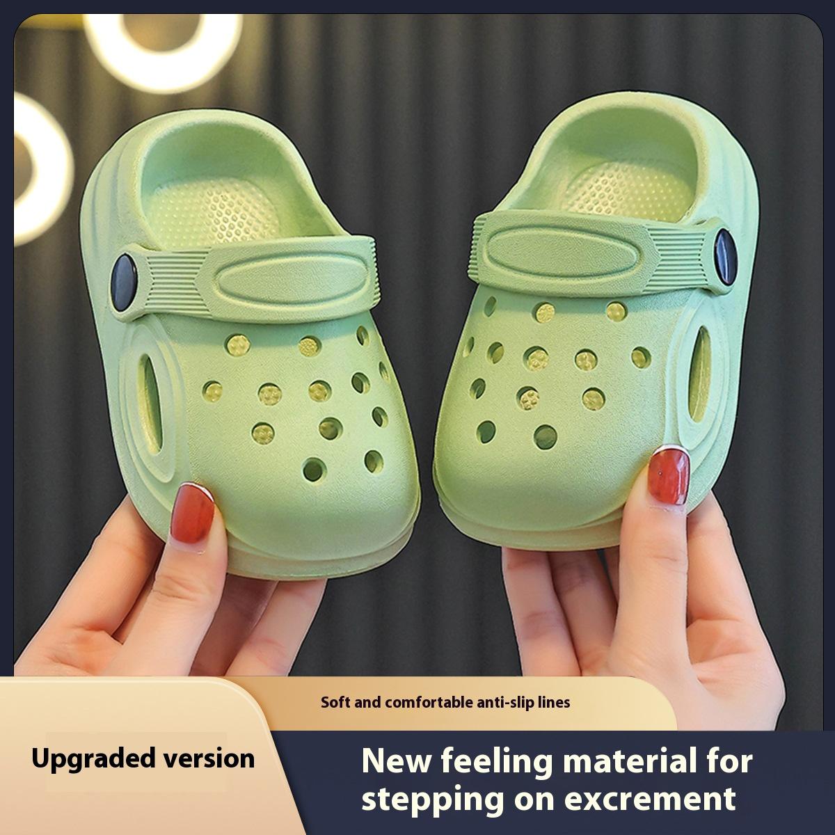 

Children s slippers for boys and girls, baby babies at home, soft and non-slip toe shoes, hole shoes, summer toddler beach shoes 18-19 зелений