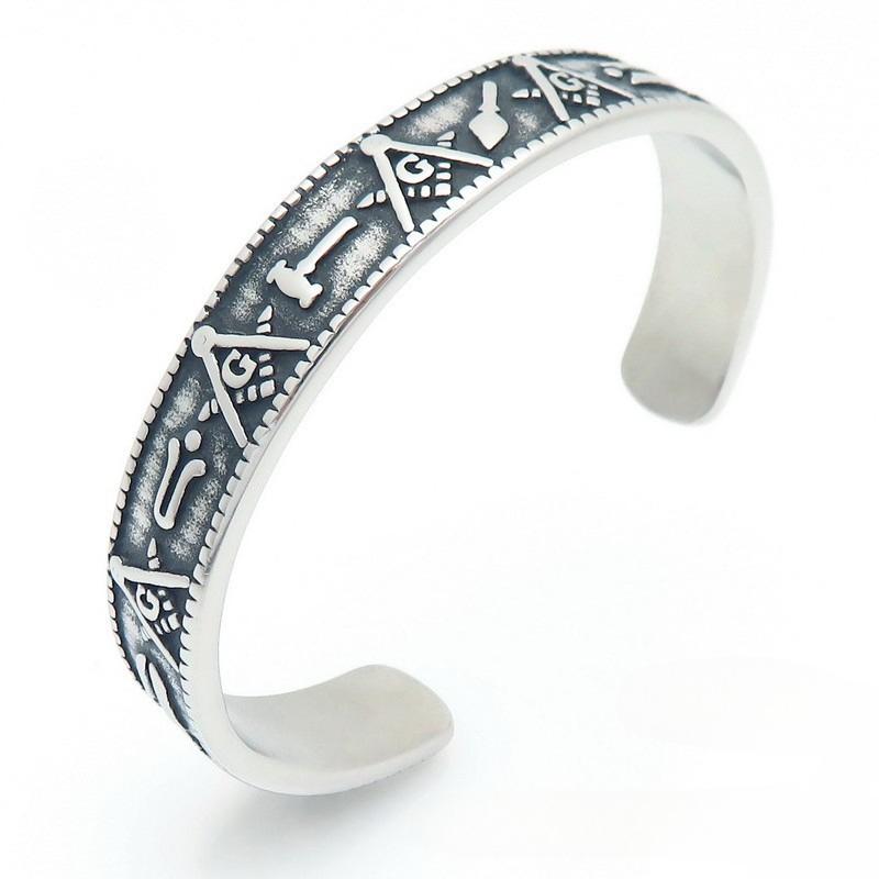 

2025 Ретро Масонский Наручный Браслет Узел Викингов Треугольник Щит Одина Руна Мужской inner diameter59mm