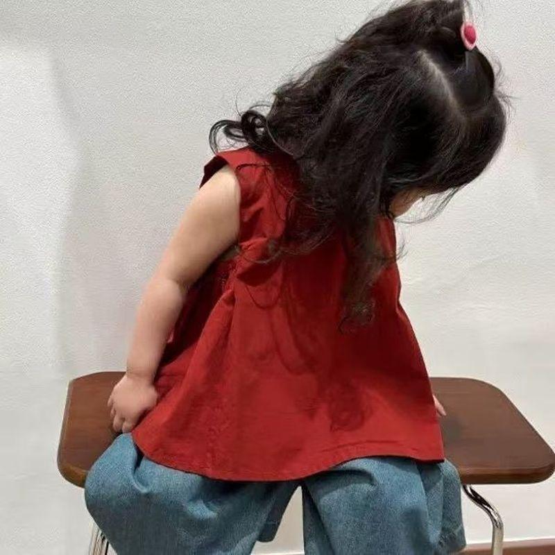 Summer Girls Sweet Pleated Sleeveless Cami Top Set Cute Doll Shirt Two Piece Outfit