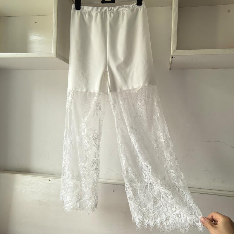 Women's Winter Velvet Lace Qipao Hanfu Pants: Breathable, Anti-Exposure Base Layer Pajamas