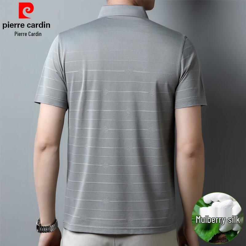 Pierre Cardin Men's Striped Mulberry Silk Blend Polo T-Shirt