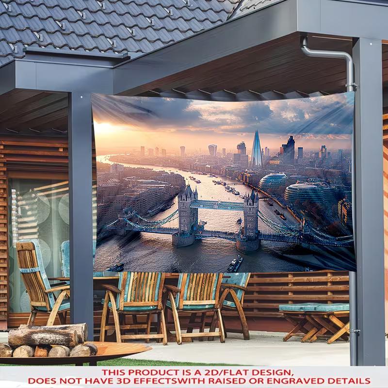 

2D Thames River London Backdrop, Tower Bridge & Modern Skyscrapers Background 47.2x31.5inch/120*80cm